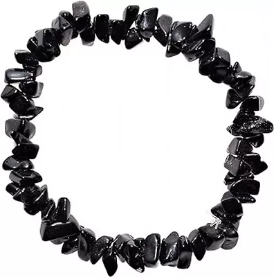 Natural Black Onyx Chip Bead Bracelet  Gifts For Women Men Fashion Bracelet • $11.99