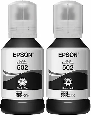 Genuine Epson 502 Black Ink Bottle 2 Pack For ET-2700 ET-2750 ET-3700 ET-3750  • $22.99