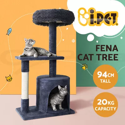 I.Pet Cat Tree Scratching Post Tower Scratcher 94cm Condo House Wood Trees Grey • $40.95