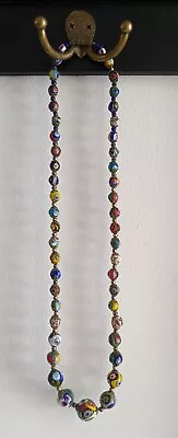 Vintage Murano Millefiori Glass Necklace Glass Barrel Clasp  24 Inch • $49.99