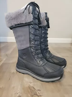 NEW UGG Adirondack Boot Tall III Women's 7 Black Gray Lined Waterproof • $149.99