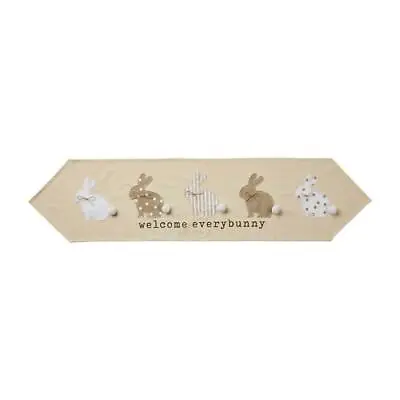 Mud Pie Home Easter Bunny  White Ivory  Canvas Table Runner 72  Long • $32.99