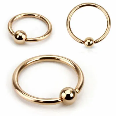 Rose Gold Plated Ball Closure Ring Captive Bead Ring Piercing Hoop CBR • £2.99