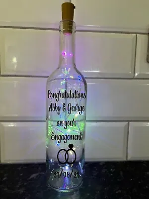 Personalised  Congratulations On Your Engagement Light Up Bottle Present 088 • £12.95