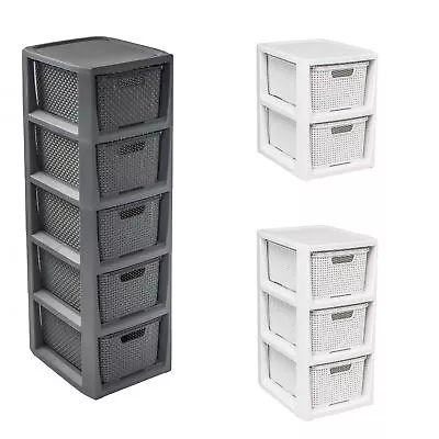 Storage Unit With Basket Drawers Tower Cabinet 4 Sizes S - XL 2 Colours Portable • £45.99