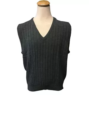 NWT 1X Big 1XB Ribbed Charcoal Sweater Vest Big And Tall 100% Acrylic • $29.95