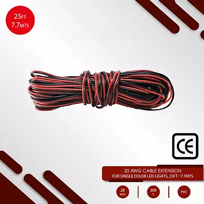 20 AWG Ultra Flexible PVC Extension Cable Wire 8M/ 25 Ft PVC Cable 2 Pin • $7.99