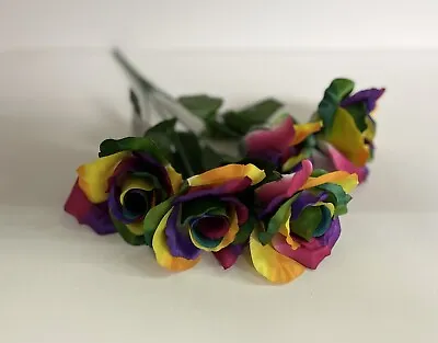 Rainbow Roses Artificial Bunch Of  rainbow Roses With  5 Heads Per Bunch • £3
