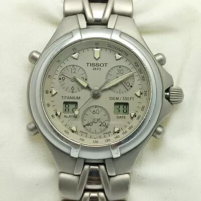 Tissot Sapphire Crystal Titanium Ana-Digi Chronograph Vintage Men's Watch AKJ • $249