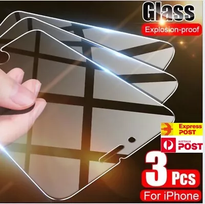 $7.99 • Buy 3 X For IPhone X 7 8 6S Plus Tempered Glass Screen Protector Front Screen Cover