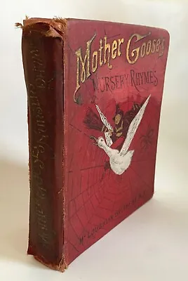 Antique 1800s MOTHER GOOSE'S NURSERY RHYMES McLoughlin Brothers HC Illustrated • $64.99