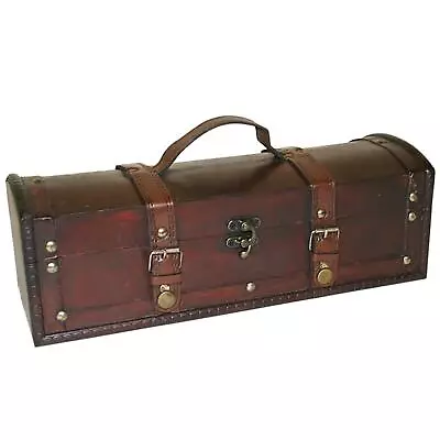 Antique Large Wooden Treasure Chest Rustic Vintage Jewellery Trinket Box 35cm • £11.05