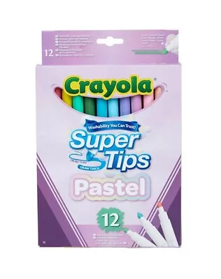 Crayola Pastel SuperTips Premium Felt Tip Pens Markers 12 Assorted Colours • £8.99