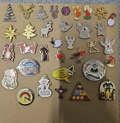 34x Christmas Charity Pin Badge Bundle Elf  & Xmas Movie Pins Also • £10