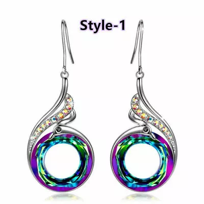 Gorgeous Silver Plated Drop Earrings Women Crystal Jewelry Pair/set Lab-Created • $3.75