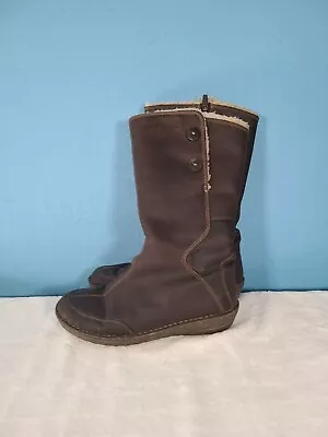 Teva Tonalea Waterproof Brown Leather Faux Fur Lined Boots Sz 8 • $17.43