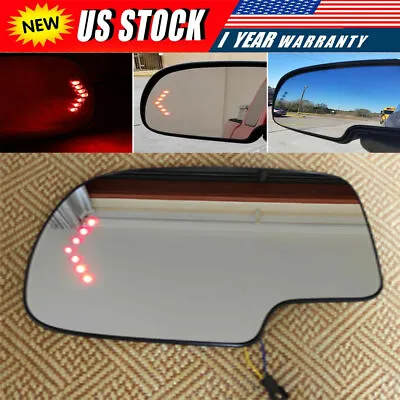 Mirror Glass Heated Turn Signal Driver Side LH For 2003-2007 Chevy GMC Cadillac • $21.58
