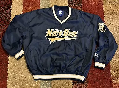 Vintage Notre Dame Fighting Irish Starter Jacket XXL Pull Over V-neck 90s - Read • $29.99