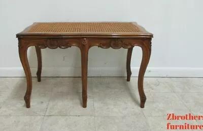 Antique Quality French Country Carved  Cane  Bench Stool Coffee Table • $629.10