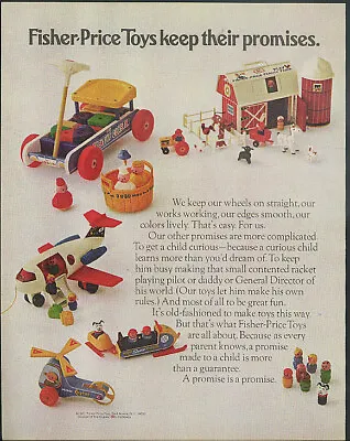 Fisher-Price Toys Keep Their Promises Ad 1971 Coaster Airplane Snowmobile + • $9.99