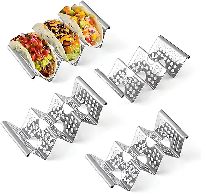 Taco Holders Set Of 4 Taco Stand Stainless Steel Taco Holder Each Can Hold 3 • $14.99