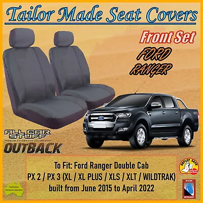 Canvas Front Seat Covers For Ford Ranger Double Cab PX2/PX3: 06/2015 To 04/2022 • $123.73