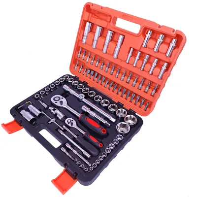 94pcs Mechanics Spanner Wrench & Socket Set Tool Kit Car Auto Repairing Home • $69.95