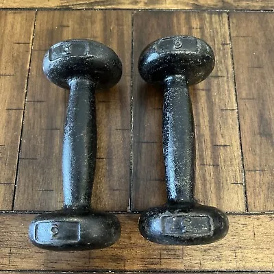 LC Vintage 2 - 3lb Cast Iron Round Dumbbell Dumbbells • $19.95