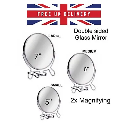 Double Sided Cosmetic Shaving Bathroom Mirror Chrome Vanity Magnifying Make Up • £6.49