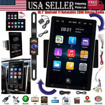 $128 • Buy 10.1  Android 12 Rotatable Car Stereo Radio 2DIN Touch Screen GPS Wifi W/Camera