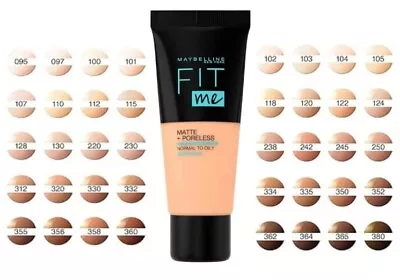 Maybelline Fit Me Foundation Matte & Poreless Normal To Oily Skin 30ml *Sealed* • £5.49