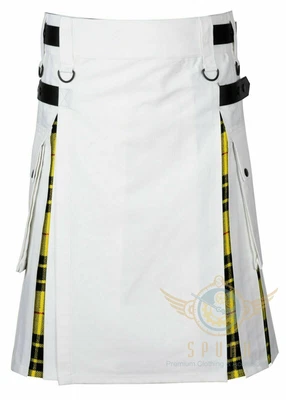 $69 • Buy Men's Scottish Macleod Of Lewis Tartan With White Cotton Utility Hybrid Kilt