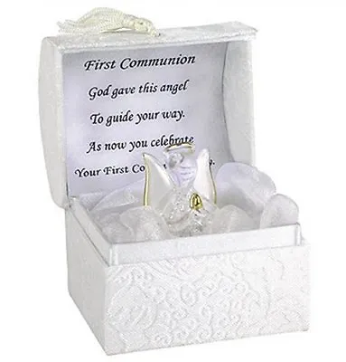 £9.97 • Buy First Holy Communion Guardian Angel Gift With Verse - Hand Blown 22KT Gold 