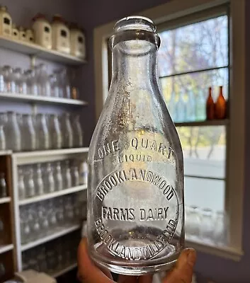 Qt Milk Bottle Brooklandwood Farms Dairy Brooklandville MD Emerson Dacro 1933 • $39.99