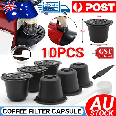 10x For Nespresso Maker Machine Refillable Reusable Coffee Filter Capsule Pods • $19.99