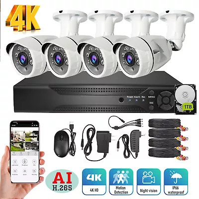 5MP Lite 4CH DVR Security Camera System 1080P Outdoor With Hard Drive 1TB • $159.99