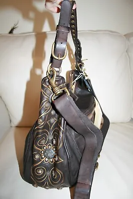 NWT FREE PEOPLE Campomaggi Studs Embellished  Brown Leather Hobo Handbag Italy • $657.56