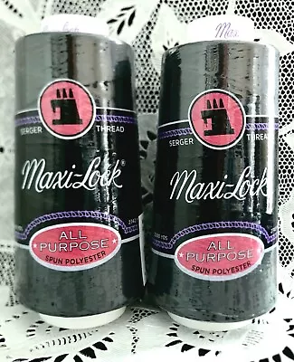 NEW 2 Black Maxi-lock 3000Yd Spools 100% Polyester Overlock Sewing Thread TEX 27 • $12.99