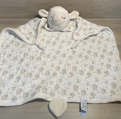 Baby LENNOX LAMB Sheep Plush LOVEY Muslin Security Blanket - By Douglas Toys • $25.50