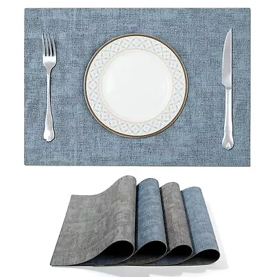 Modern Leather Textured Placemats Set Of 4 Dual Sided Non-Slip Wipe Clean Tab... • $22.42