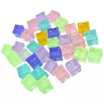  30 Pcs Luminous Ice Cubes Acrylic Reusable Fake Diamonds Foam Beads • £10.55