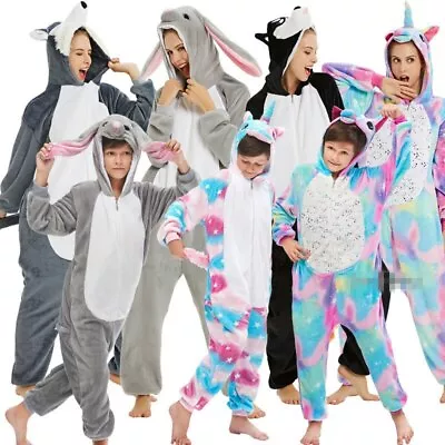 Adults Kigurumi Animal Jump Suit Unicorn Pajamas Women Men Kids Hooded Sleepwear • $54.60