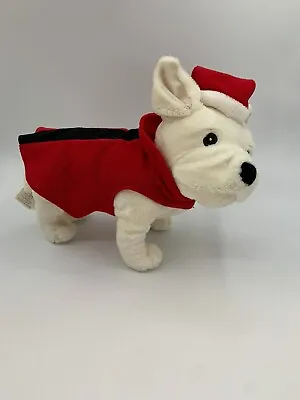 Martha Stewart Plush French Bulldog Macys Hat Dog White 10” Red Christmas 2010 • $22.95