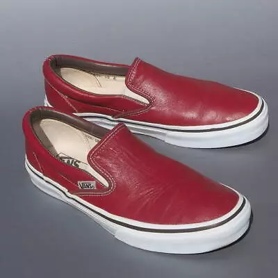 Vintage 90's-00's Vans Slip-On Color Red Leather Sneaker Without Box Men Us8.5 • $329.09