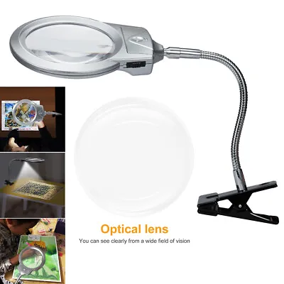 Magnifier LED Lamp Magnifying Glass Desk Table Light Reading Lamp With Clamp New • $13.99