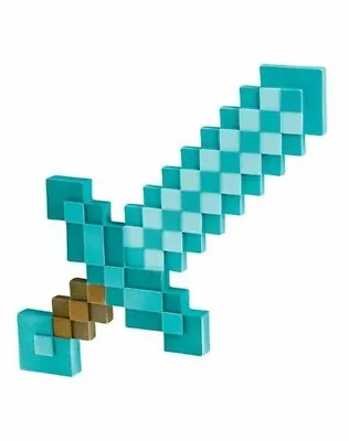 Minecraft 3D Diamond Plastic Sword 21” Mojang Teal Costume Accessory Toy Decor • $20.99