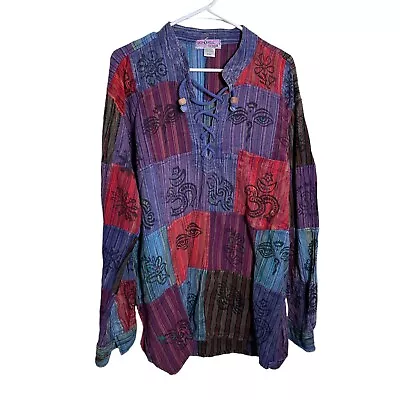 Shopholic Fashion Women's XXL Made In Nepal Multicolor Cotton Long Sleeve • $13.05