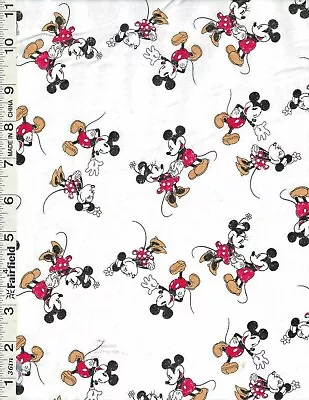 Disney White Mickey Minnie Scattered Allover By Springs Creative Bty • $13.99