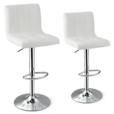 2Pcs Bar Stool PU Leather Bar Chairs Adjustable Kitchen Dining Stools W/Footrest • £74.95