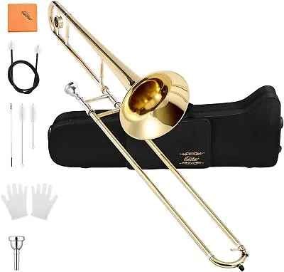 Eastar Bb Tenor Slide Trombone B Flat Brass Trumpet Set For School Band Student • $179.95